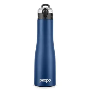 PEXPO Monaco 1000 ISI Certified Stainless Steel Fridge Cooling/Sports Sipper Water Bottle, 970ml, Denim Blue |Single Walled|Easy Grip|Home, Office, Gym, School, Yoga, Trekking, Men, Women & Kids