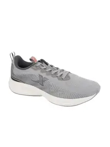 XTEP Synthetic Coated Leather Upper Transparent Midsole Running Shoes for Men, Ash Grey