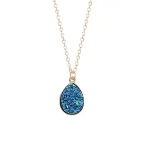 GOHO Elegant Blue Teardrop Pendant Necklace for Women