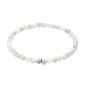 AAMRAPALI SILVER GEMS AAMRAPALI Aquamarine Bracelet Mini | Stone Beads Bracelet | Focus on Heart Chakra | Stunning Gem Patterns Tones | I navigate life with calm confidence. Aquamarine is the soothing stone. Known for its
