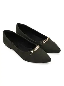 ROCIA by Regal Olive Women Pointed Suede Ballerinas