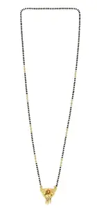 SONI DESIGNS Traditional Necklace Pendant Gold Palted Glorious Hand Meena Long Mangalsutra/Black Beads Mangalsutr For Women Gold long chain(golden mangalsutra 24 inch-no-3)