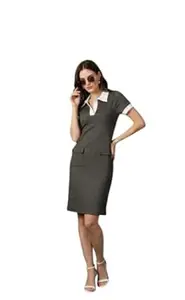 PatolaSwag Bodycon Dress for Women – Ribbed Knee-Length Collared Stretchy Knit Office Wear Outfit Smart Business Casual Bodycon Dresses for Women