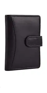 Genuine Leather RFID Protected Card Holder Wallet for Men's and Women's (Black)