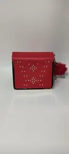 Womens Cute Small Wallets Buckle Folding Girls Wallet Brand Designed PU Leather Coin Purse Female Card Holder - RED