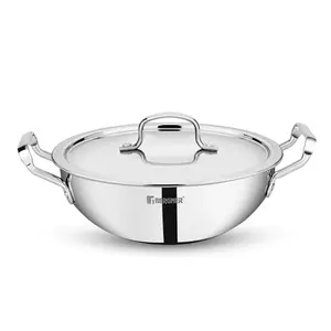 Bergner TriPro TriPly 20 cm Deep Kadai, 2 L Capacity, Stainless Steel Lid, For Curry/StirFry/DeepFry/DryVeg, Broad Hold Handles, Laser-Etched Scale, Smooth Finished Surface, Induction & Gas Ready, 5-Year Warranty price in India.