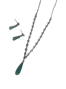 jewels american diamond cubic zirconium jewellery necklace AD necklace set For Wedding Jewelry Necklace Jewelry Necklaces (Mint)