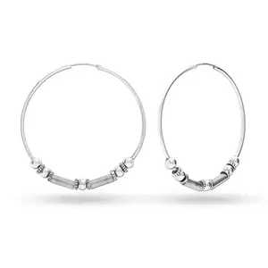 Amazon Brand - Anarva 925 Sterling Silver BIS Hallmarked Antique Oxidized Ball Bead Hoop Earrings for Women