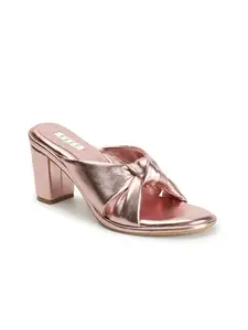 ELLE Women's Fashionable Slip On Heel Sandals Colour-Rose Gold, Size-UK 6