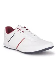 Liberty Men Sports Running Shoes with PU Upper|PU Sole Lacing Shoes for Men |Lacing Sports Shoes for Men | Walking Sports Shoes | Gym Wear Sports Shoes (8 UK - White)