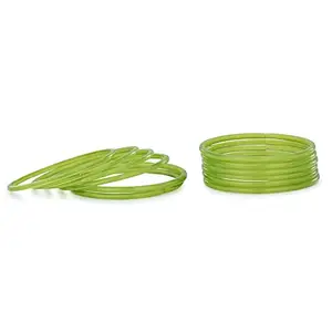 Colorful Fashion Bangle Set For Party, Wedding, Festival, Daily And Work Wear, Glass, Green, Pack Of 12 Bangles (Talaash_Dhaani_12.bb_bang)