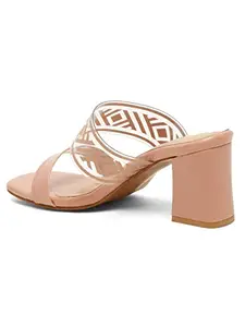 Bruno Manetti Women's Nude Slipon Back Open Square Toe Comfort Heels