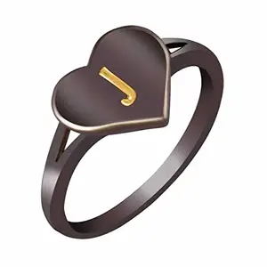 Sukai Jewels "J" Alphabet Stylish Black Ring for Women and Girls (10)
