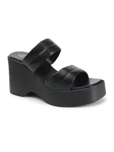Carlton London Women Sandal,Black,UK-3