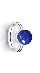 KRGEMS 14.25 Ratti / 13.00 Carat Lapis Lazuli Ring Natural Lapiz Ring Original Lab Certified Blue Lapis Unheated Untreated Precious Stone Adjustable Ring Size 16-24 for Men and Women,s