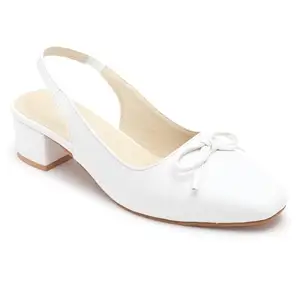 Carrito Women Sandals, Square Toe, Comfortable Block Mule Heels Sandals for Long Walk Casual Sandals. (White, UK Footwear Size System, Adult, Women, Numeric, Medium, 4)