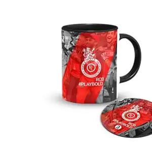 The Desi Monk Virat Kohli IPL 2021 Mug with Tea Coaster Combo | Indian Cricketer Coffee Mug | Royal Challengers Bangalore Printed Coffee Mug for Friends | 330 ml, Microwave & Dishwasher Safe|