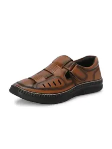 VIV Tan Faux Leather Men Casual for Men Stylish Sandals - 6 UK