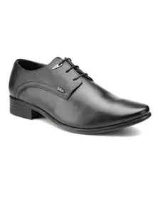 Lee Cooper LC2035B2R Men's Leather Derby Formal Shoes | Lightweight, Comfortable & Stylish Lace-Ups for Office, Business 39EU__5UK Black