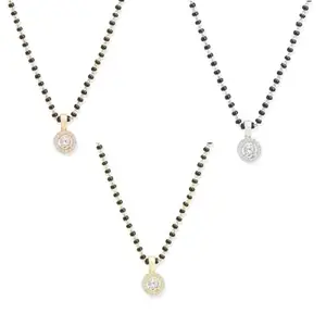 Fashion Accessories Mangalsutra Black Beads Women's Mangalsutra Pendant with Single Crystal and Cubic Zircon Stone New Style Pendant {Chain Leinght -18inch} and With 1 Pair Toering {Lovely Gift For Wife}. (MULTI)