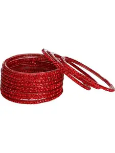 Designer Set of Bangle/Kada for Party and Daily Use, Glass, Ornamented-DK84 (Re_Bangle-Y1.2_bang)
