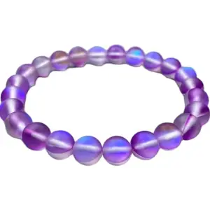LKBEADS Matte Mystic Purple Quartz Bracelet - Beaded Gemstone Jewelry, Healing Crystals, Unique Gift for Her & Self-Care|8mm Round|Smooth|Purple|SRC_LI_000386