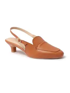 Carrito Women Heel sandal Casual Wear Soft And Comfortable Back Strap Stylish Kitten Heels sandal For Girls (Tan, UK Footwear Size System, Adult, Women, Numeric, Medium, 6)