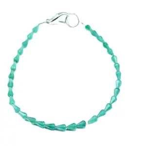 LKBEADS Silver Plated Bracelet with Green Faceted Green Onyx Beads – Drop 3x5mm – 7 inch Adjustable – For Men & Women|LK_STACK_03527