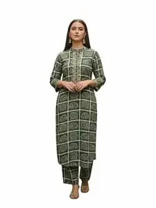 INDO ERA Women's Cotton Ethnic Co-Ord Set | Kurta Pant Set | Stylish Cotton Suit Set for Women,11901