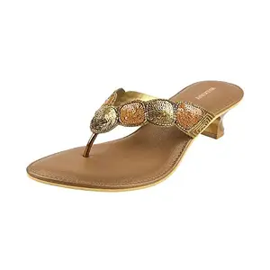 Walkway by Metro Brands Women's Antique Gold Synthetic Fashion Sandals 4-UK 37 (EU) (32-1620)
