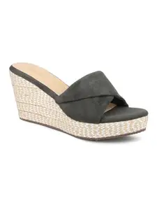 Inc.5 Women Green Open Toe Wedge Heels