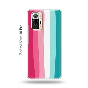The Little Shop The Little Shop Designer Printed Soft Silicon Back Cover for Redmi Note 10 Pro (Pink Rainbow)