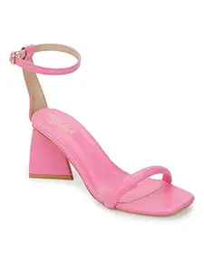 TRUFFLE COLLECTION Women's SLC-CR021 Pink PU Fashion Sandals - UK 6