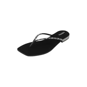 Metro Women's Black Synthetic Flat Slipper UK/8 EU/41 (32-1221)