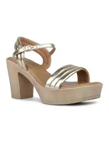 Inc.5 Womens Gold Party Wear Solid Round Toe Heels