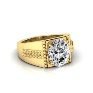 AMG GEMS 3.25 Ratti To 21.25 Ratti Natural Quality Rashi Ratna Astrological White Zircon Stone Adjustable Ring for Men and Women