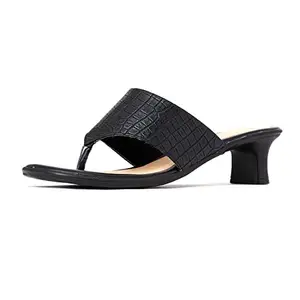 Khadim's Black French Heel Slip On Sandal for Women (3453296)