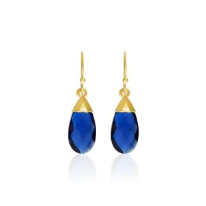 18k Gold Plated Silver Lolite Quartz Drop Earrings| Gift for Women & Girls | Certificate of Authenticity and 925 Stamp | 1-year plating Warranty* | March By FableStreet