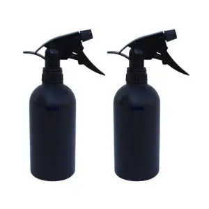 KWEL 500ml Flat Spray Bottle for Liquid Sprayer Sanitizer/Ironing/Garden/Office/Hospital/Multipurpose Use (Black Pack of 3)