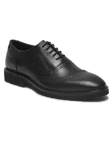 TEAKWOOD LEATHERS Mens's Solid Leather Lace-up Formal Shoes (Black, 40)
