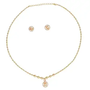 Saloni Fashion Jewellery Traditional Round Shape Golden Balls Gold Plated Choker Necklace Set For Women