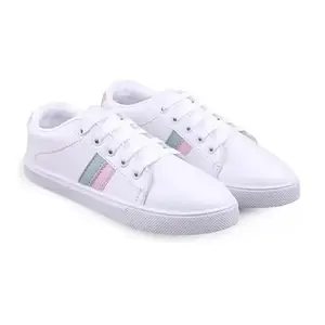 Bersache Lightweight Casual Sneaker Loafers Walking Running Lace up Shoes Sole for Women (White)