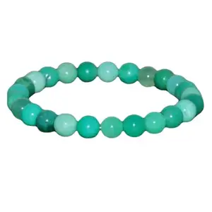 RRJEWELZ Natural Chrysoprase 8mm Round Shape Smooth Cut Beads 6.5 Inch Stretchable Bracelet For Men & Women. Unisex Bracelet For Healing, Meditation, Prosperity, Gift & Luck|STBR_RR_10945_6.5