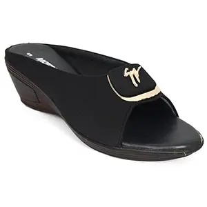 Racecourse Women's Ice Sole Wedges Heel Fashion Sandal- (Black, 3)