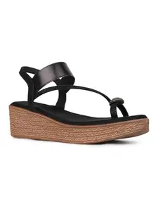 Inc.5 Womens Black Party Wear Solid Round Toe Wedges Sandals