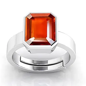 Anuj Sales 3.25 Ratti 2.00 Carat Gomed Silver Ring Ceylon Loose Gemstone Lab - Certified Natural AA+ Quality Hessonite Garnet Adjustable Silver Ring for Man and Women