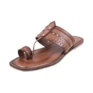 Metro Men Brown Ethnic Leather Sandals Uk/8 Eu/42 (16-484)