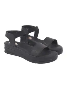 Shoetopia Orthopedic Comfortable Doctor Sole Black Sandals For Women & Girls /EU36