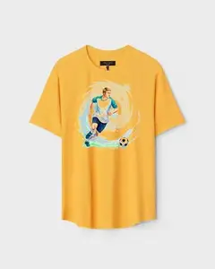Madan Gopal Presents Cotton Yellow Printed T-Shirt-156YLW SWR-5
