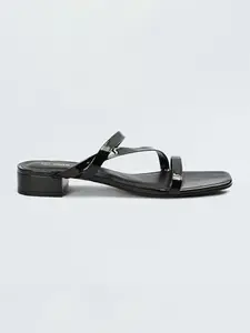 Max Women Strappy Flats, Black, 40